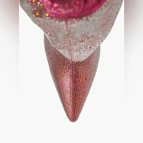 Azelea Wang  Pink Wishful Crystal Embellished Pointed Toe Boot - Picture 4 of 9